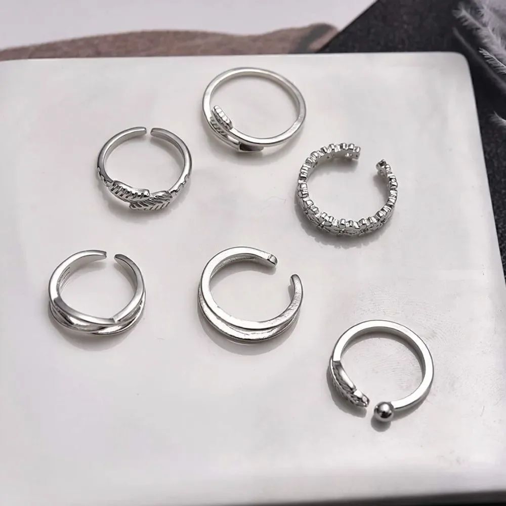 Silver Adjustable Open Toe Rings - Set of 12 - Picture 3 of 6